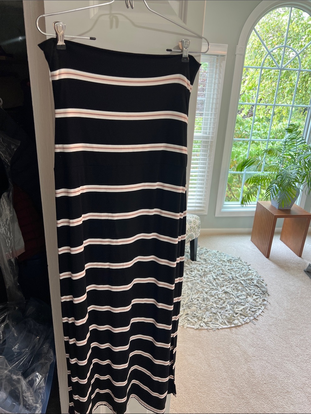 White House Black Market Black Strapless Dress/Maxi Skirt-White & Pink Stripes